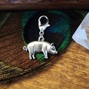 5/$25 Pig Charm for Bracelet Country Cowgirl Bag Clip on Cowboy Ranch Farm Girl